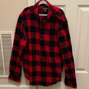 Eddie Bauer MENS Red & Black Plaid Shirt